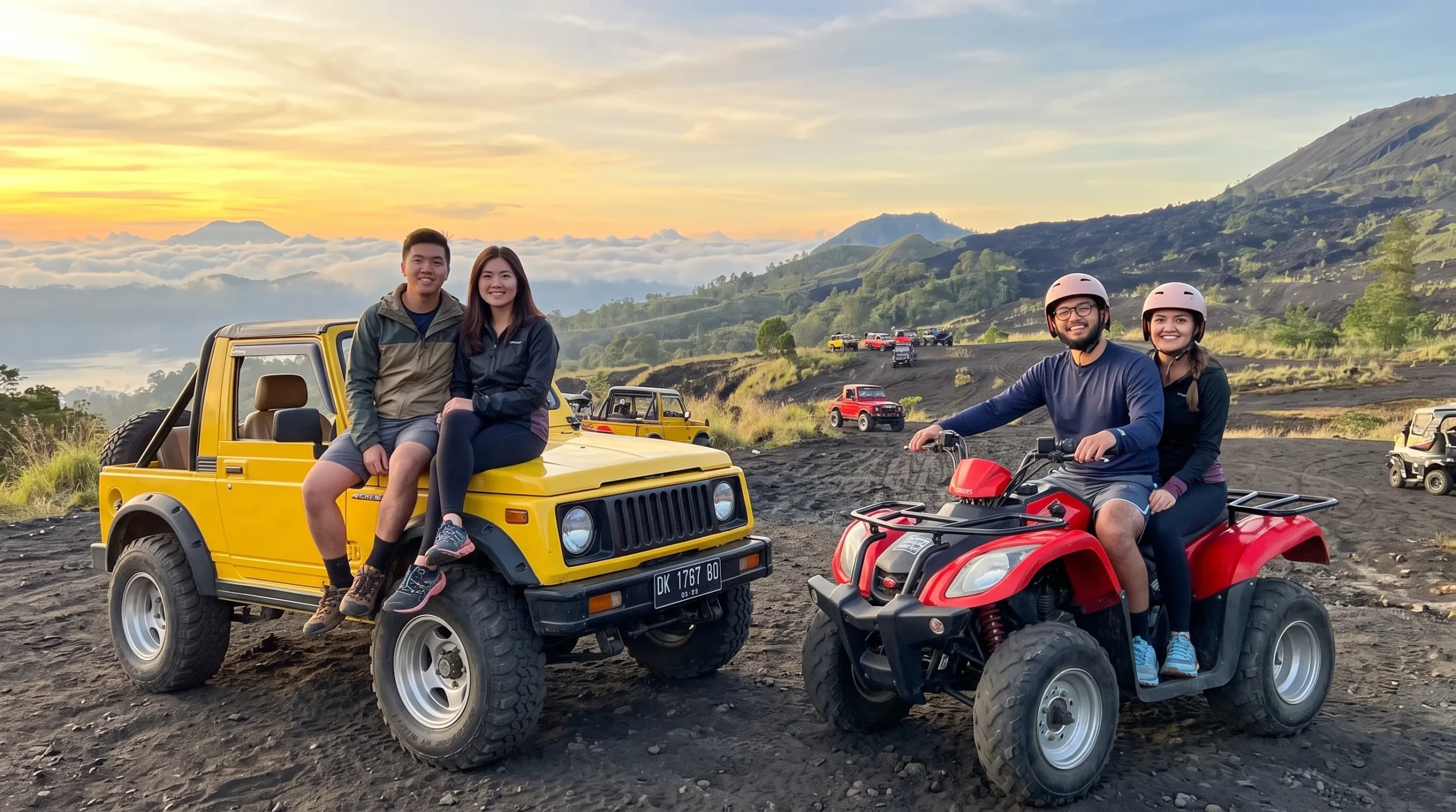 Mount Batur Sunrise Jeep Trekking and Kuber ATV Ride Waterfall Bali
